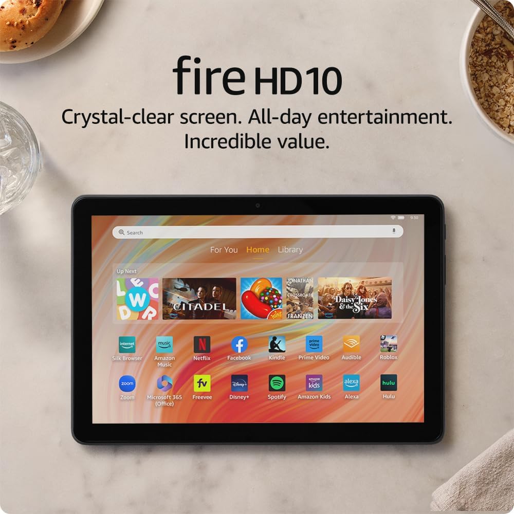 Amazon Fire HD 10 平板電腦，專為放鬆而打造，10.1 吋亮麗全高清螢幕，八核心處理器，4 GB RAM，32 GB，黑色