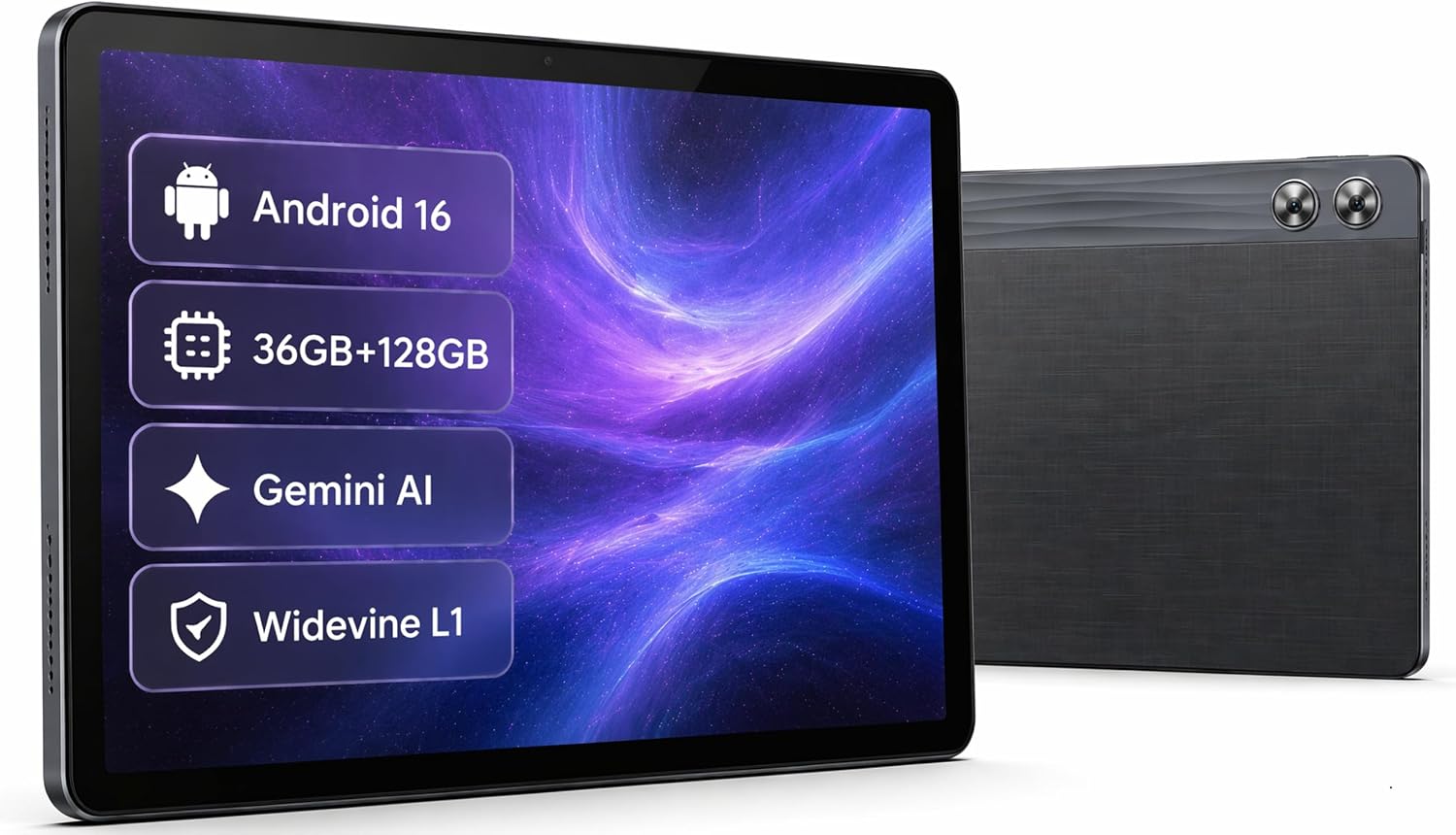 Android 平板電腦 11 英寸，八核處理器，36GB RAM + 128GB 存儲，7800mAh 大電池，Gemini AI，1TB 可擴展，5G/2.4G WiFi，BT 5.4，雙攝像頭，學習、商務和娛樂平板電腦