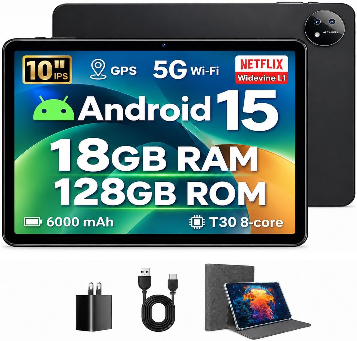 10 吋平板電腦清倉，Android 15 GMS，18GB RAM +128GB ROM