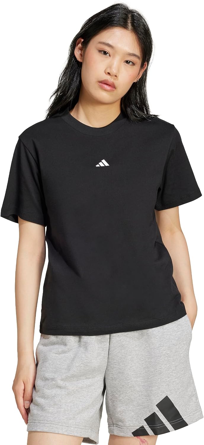 阿迪達斯 (adidas) 女式 Essentials 小號標誌棉質 T 卹